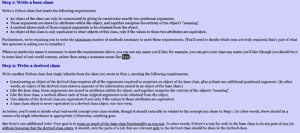 Solved Step 1: Write a base class Write a Python class that | Chegg.com