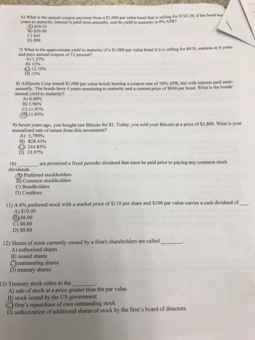 Solved .29, if the bond 6) What is the annual coupon payment