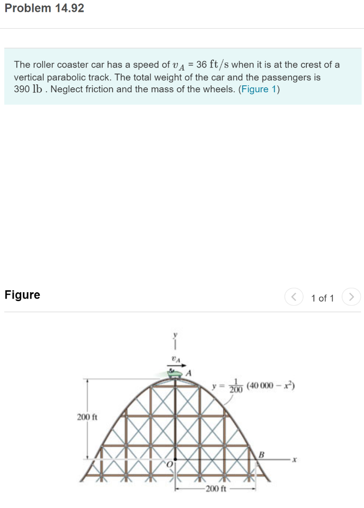 Solved Problem 14.92 The roller coaster car has a speed of Chegg