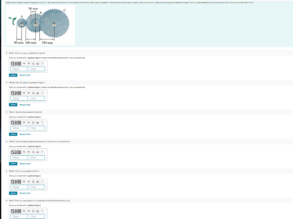 Solved A gear reduction system consists of three gears A, B,