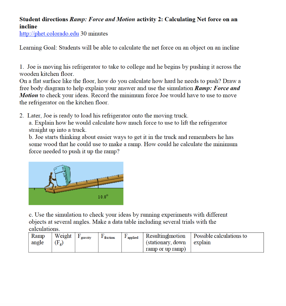 Forces And Motion Phet Simulation Lab Answer Key / Forces and Motion