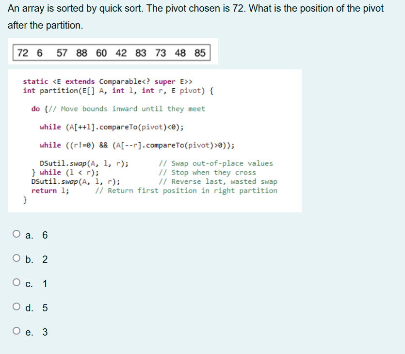 Solved An array is sorted by quick sort. The pivot chosen is | Chegg.com