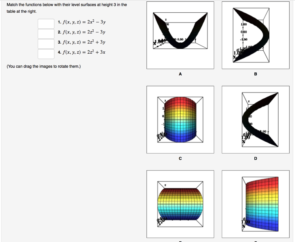 Solved Match The Functions Below With Their Level Surfaces | Chegg.com