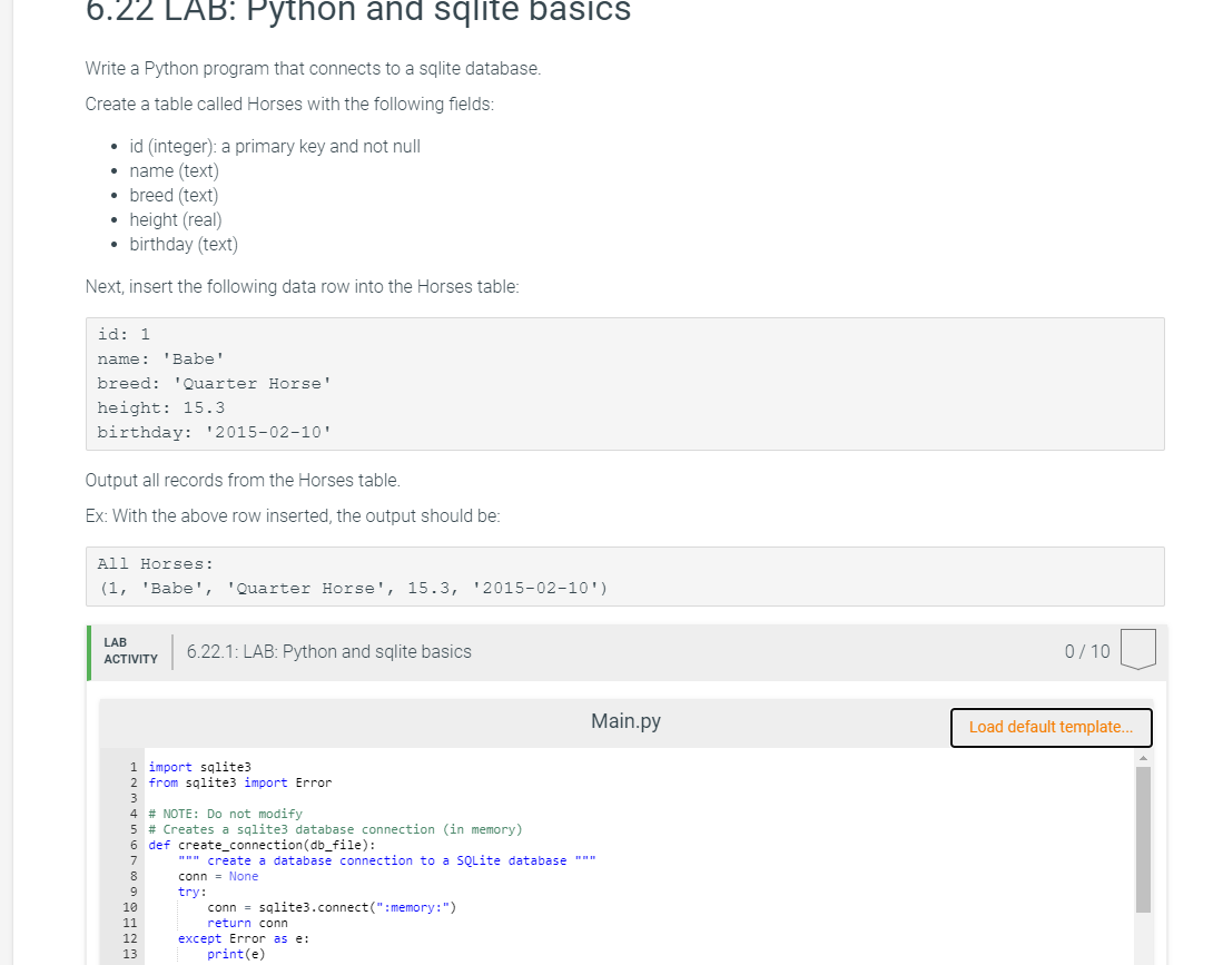 create sqlite database python