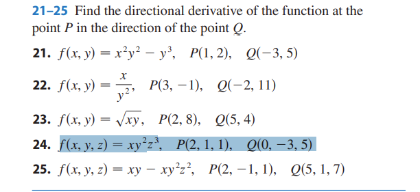 Solved 21 25 Find The Directional Derivative Of The Function