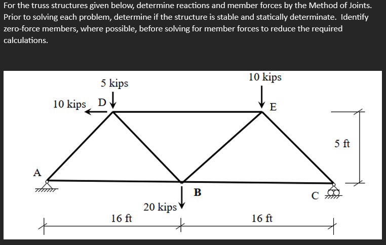 Solved For the truss structures given below, determine | Chegg.com