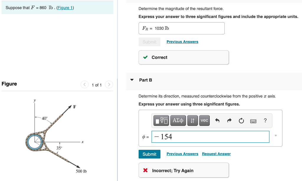 Solved Suppose that F = 860 lb. (Figure 1) Determine the | Chegg.com