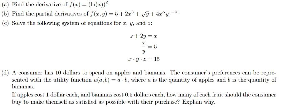 Solved A Find The Derivative Of F X Ln X 2 Chegg Com