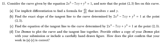 Solved Consider The Curve Given By The 