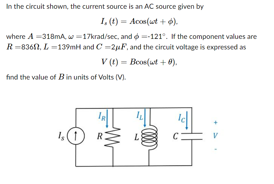 Solved In the circuit shown, the current source is an AC | Chegg.com