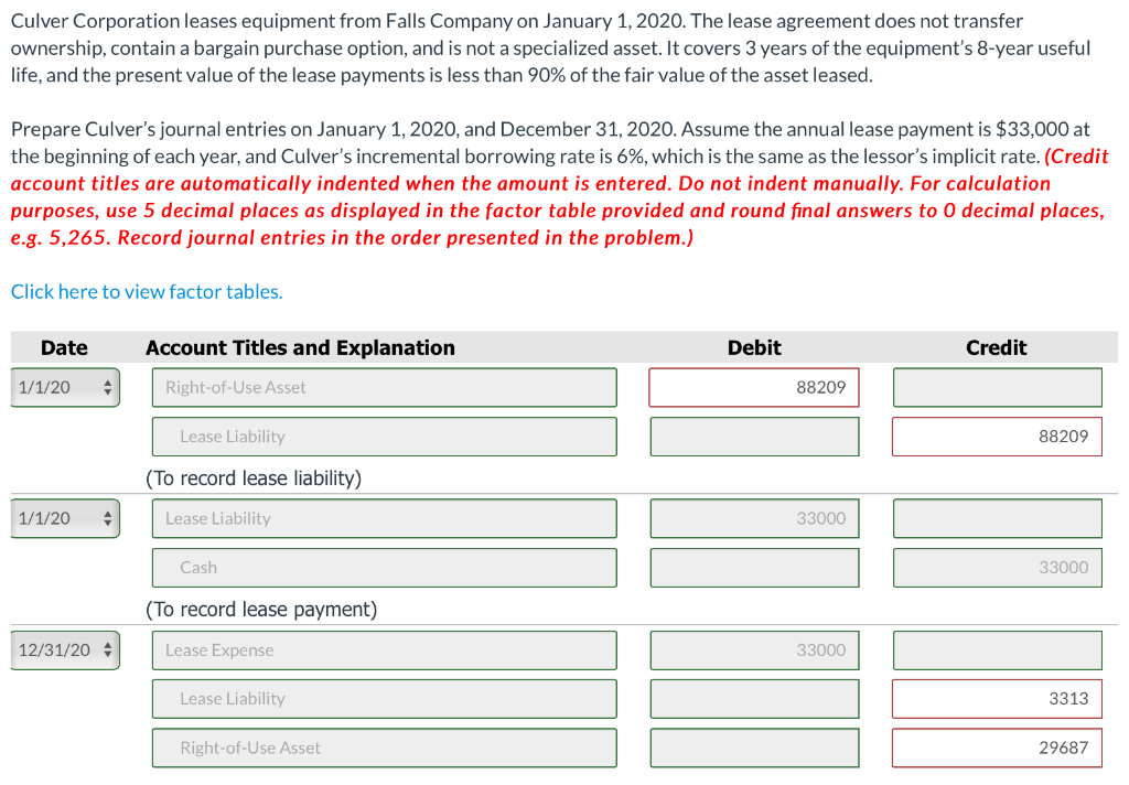 Solved Culver Corporation leases equipment from Falls