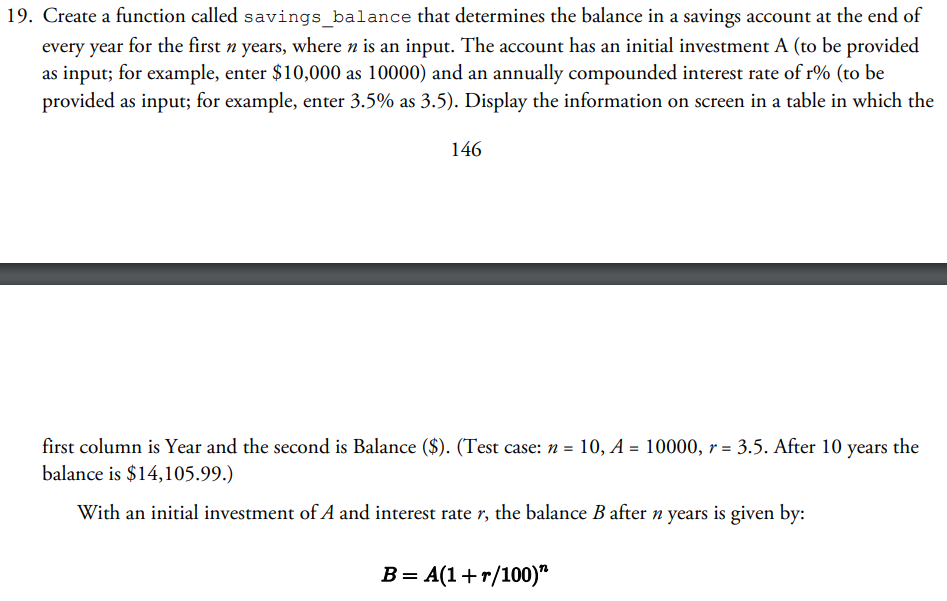 Solved 9. Create A Function Called Savings_balance That | Chegg.com