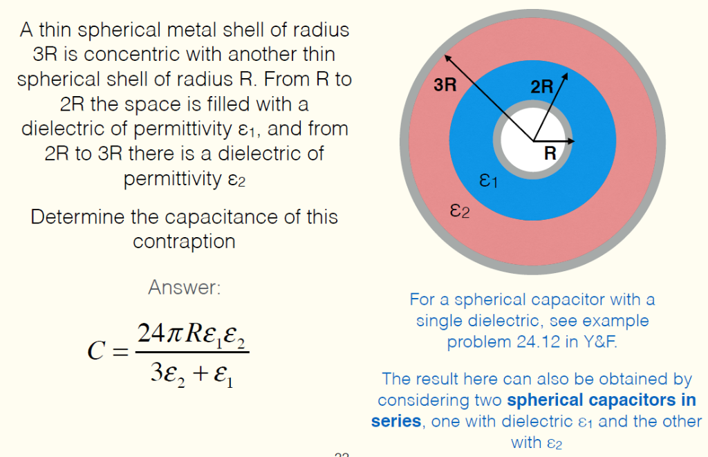 Solved Spherical capacitor with two dielectrics. Can you