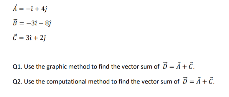 Example Questions For Vector Resolution Graphical Method Solved Q1. Use the graphic method to find the vector sum of | Chegg.com