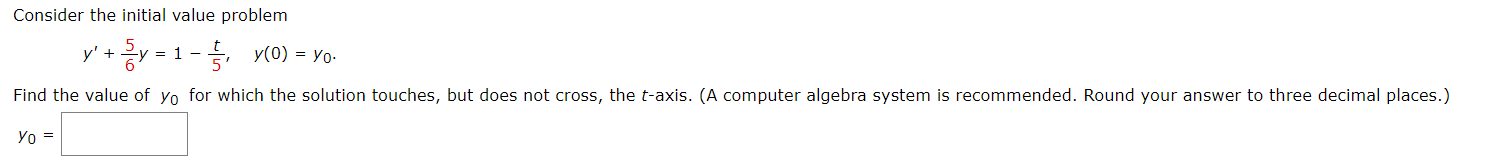 Solved Consider the initial value problem y' + y = 1 - Ğ (0) | Chegg.com