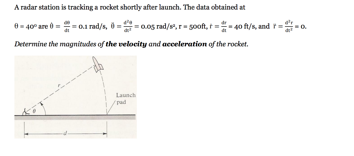 Solved A radar station is tracking a rocket shortly after | Chegg.com