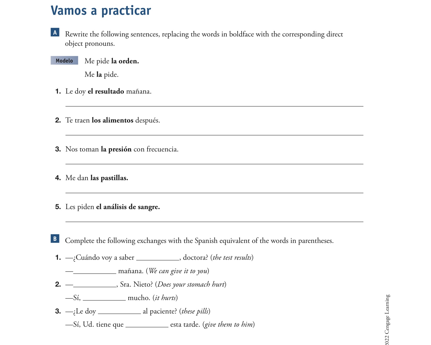 A Rewrite the following sentences, replacing the | Chegg.com.mx