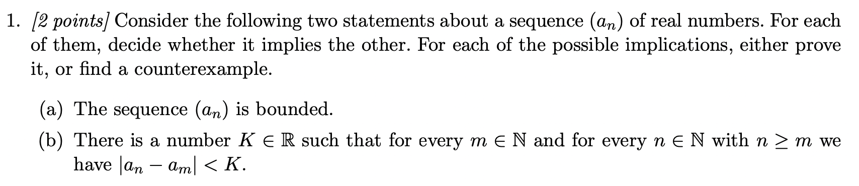 Solved 1. [2 points] Consider the following two statements | Chegg.com