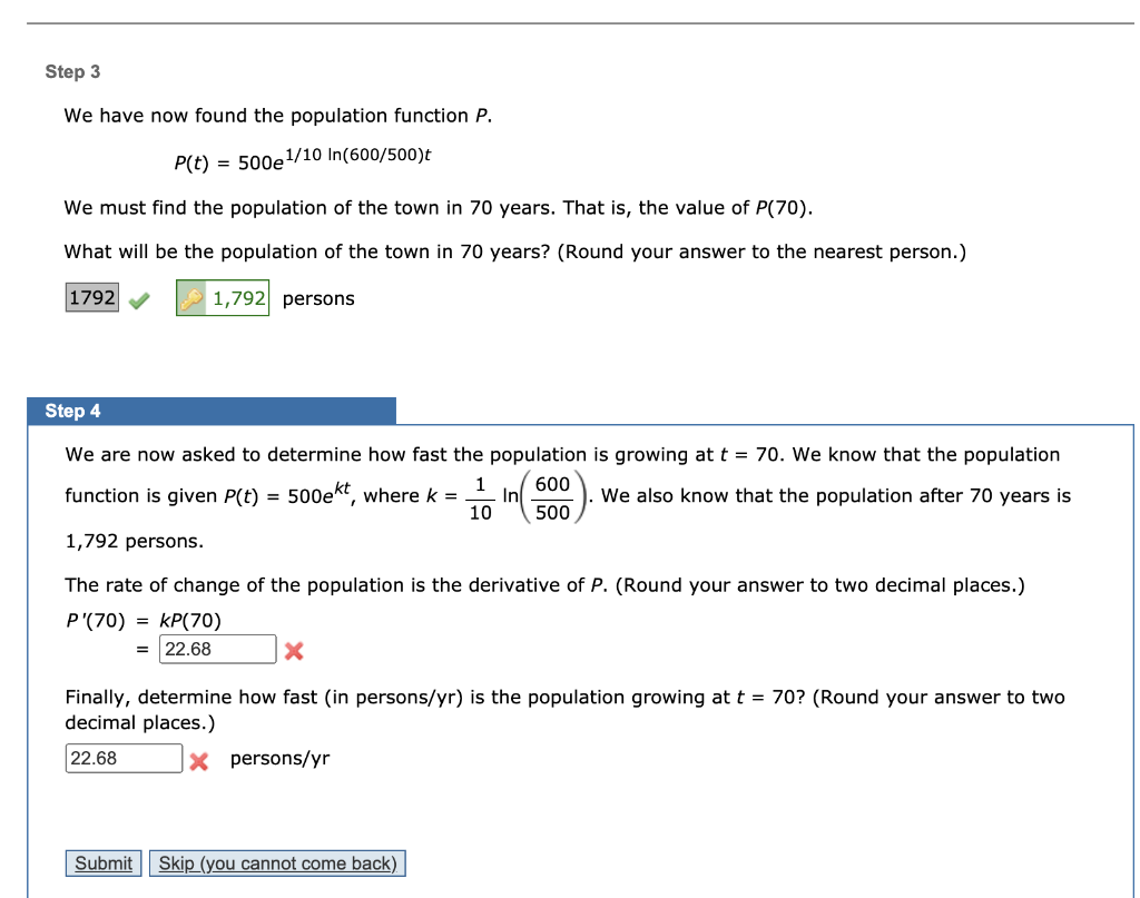 Solved Step 1 We Are Given That The Population Of A Town | Chegg.com