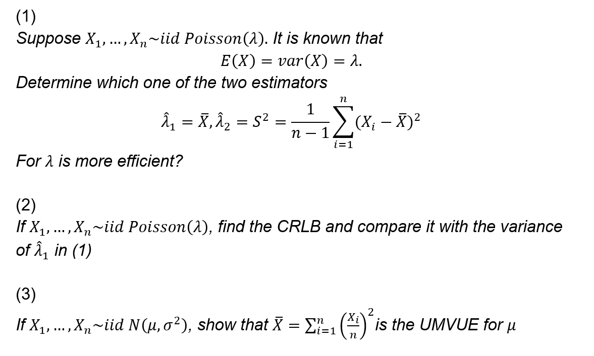 1 Suppose X2 X Iid Poisson 1 It Is Known Chegg Com