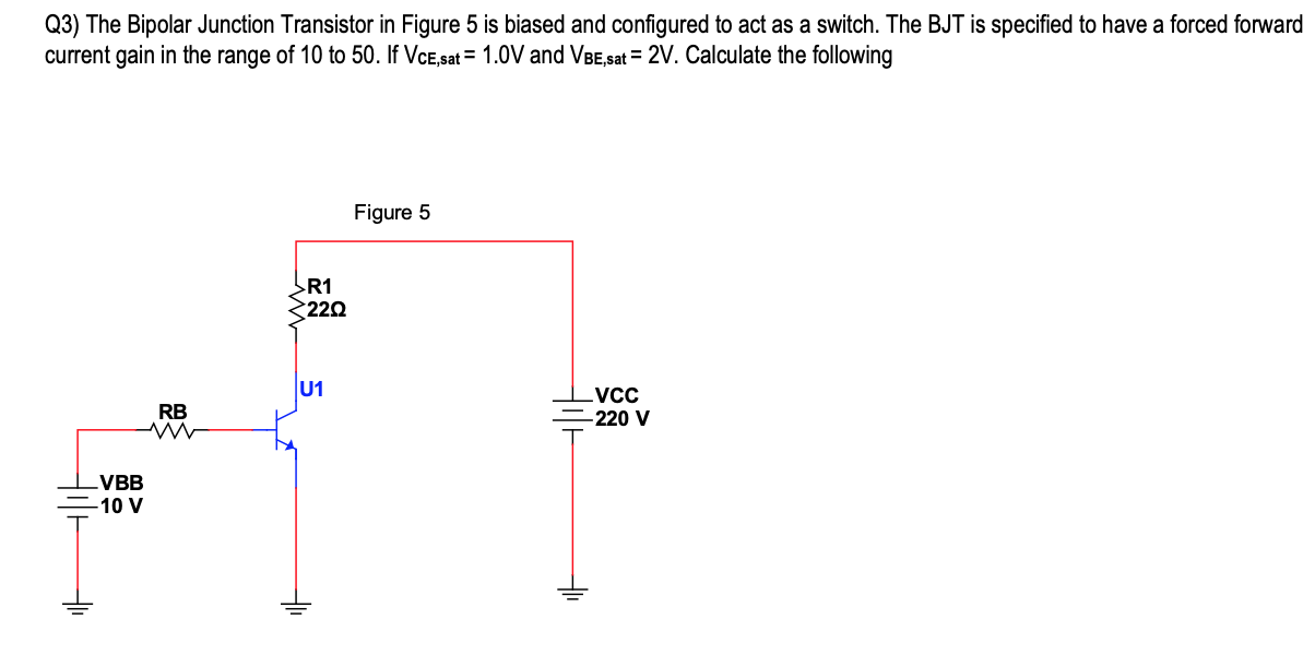 Solved Q3) The Bipolar Junction Transistor in Figure 5 is | Chegg.com