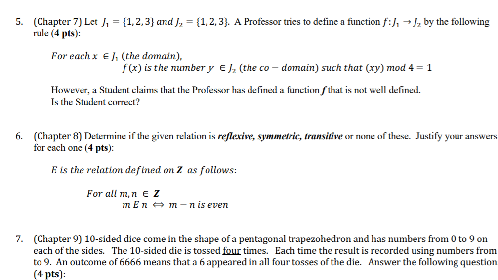 Solved 5. (Chapter 7) Let J1 = {1,2,3} and J2 = {1,2,3}. A | Chegg.com