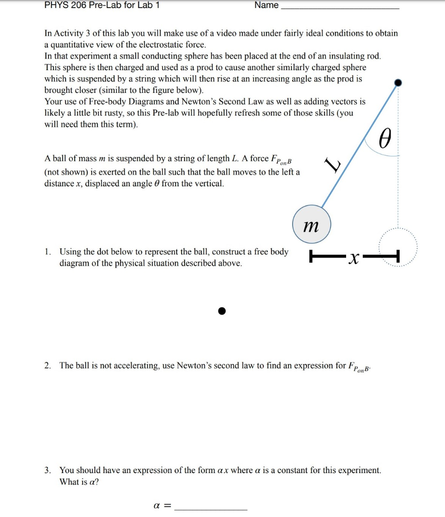 Solved PHYS 206 Pre-Lab for Lab 1 Name In Activity 3 of this | Chegg.com