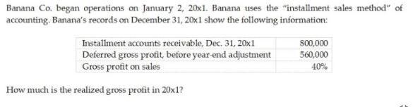 Solved Banana Co Began Operations On January 2 20x1 Chegg