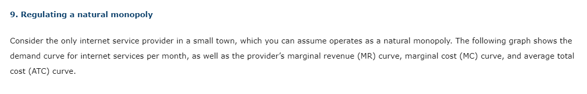 Solved 9. Regulating a natural monopoly Consider the only | Chegg.com