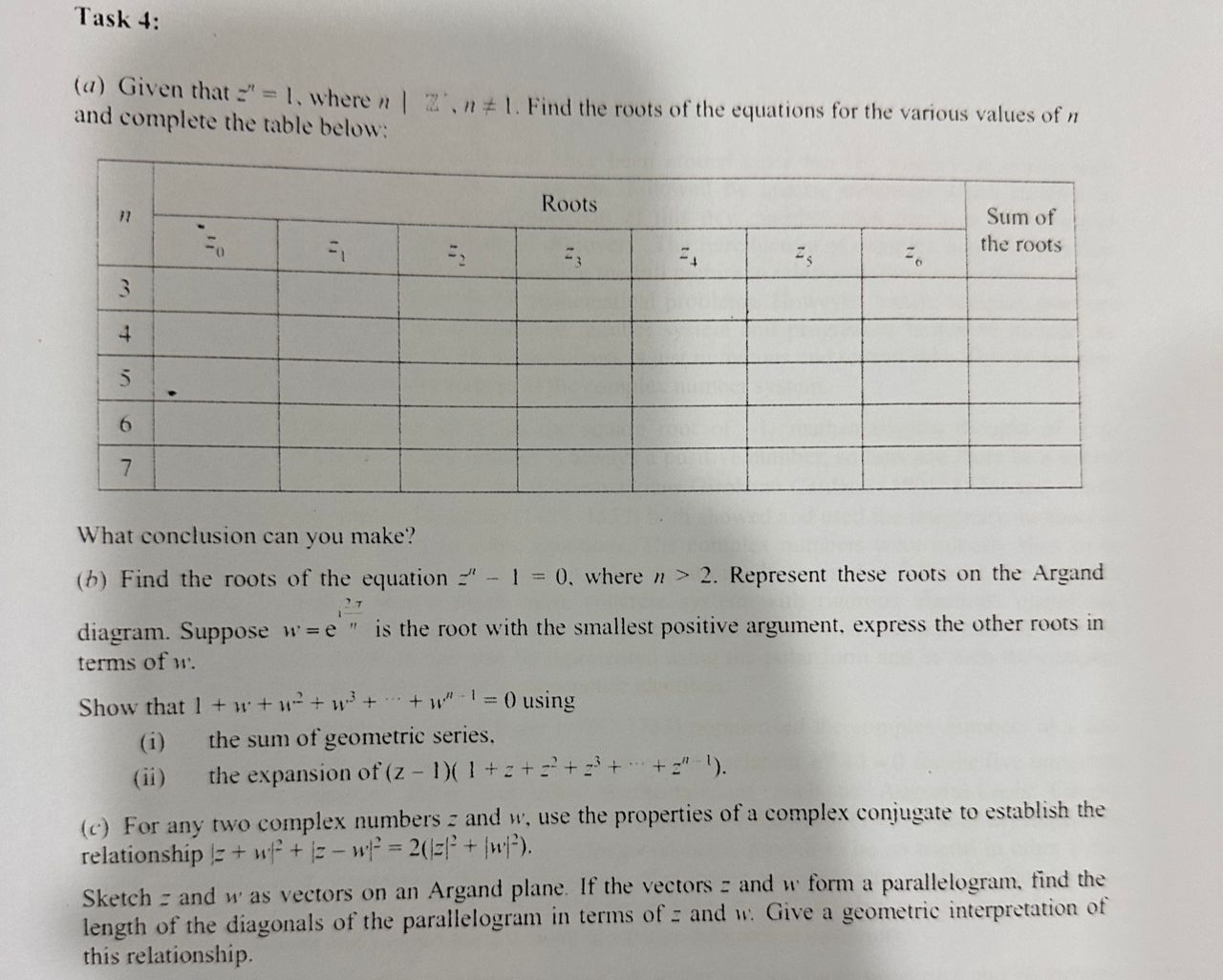 if zn z √ what value of n makes this equation true