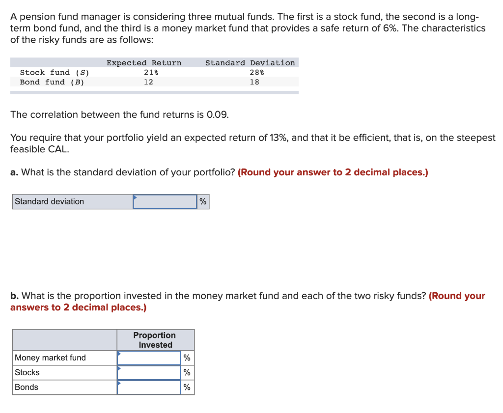 Solved A pension fund manager is considering three mutual