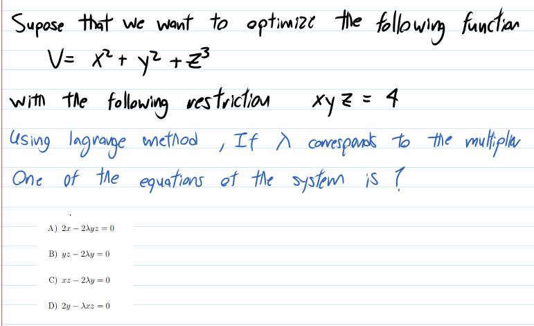 Solved Supose that we want to optimize the following | Chegg.com