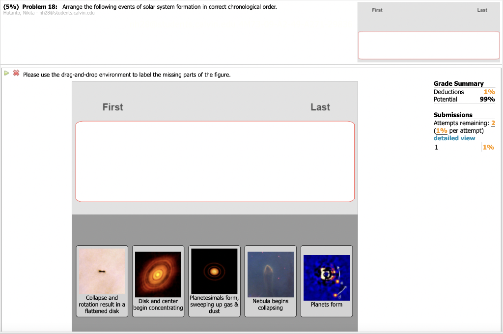 Solved (5%) Problem 18: Arrange the following events of | Chegg.com