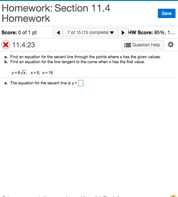 Solved Homework: Section 11.4 Homework Save HW Score: | Chegg.com