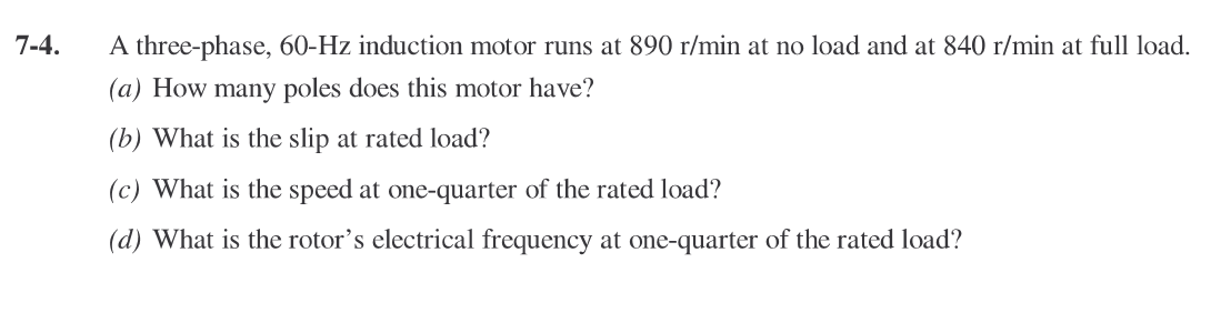 Solved -4. A three-phase, 60−Hz induction motor runs at | Chegg.com