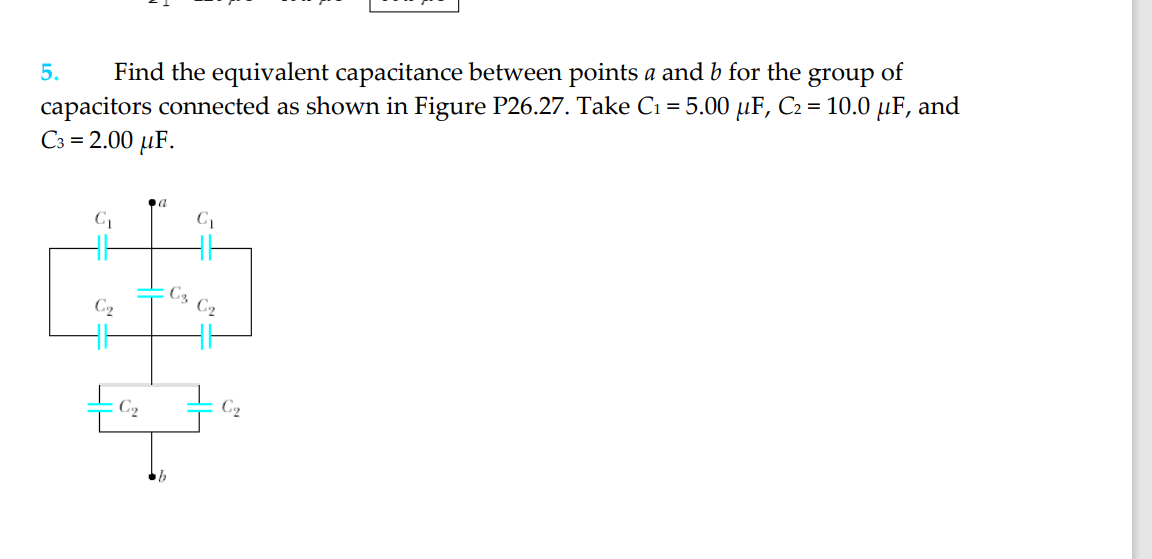 Solved group of 5. Find the equivalent capacitance between | Chegg.com