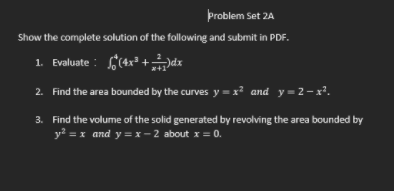 Solved problem Set 2A Show the complete solution of the | Chegg.com