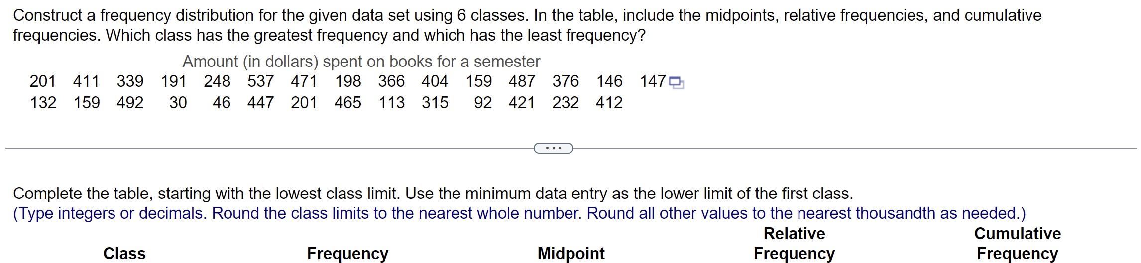Solved Construct a frequency distribution for the given data