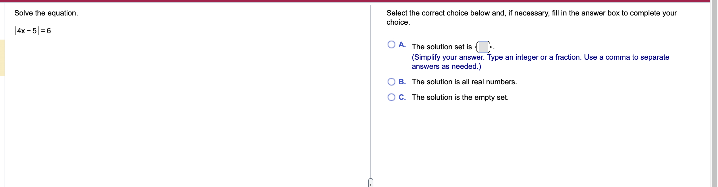 Solved Solve the equation. Select the correct choice below | Chegg.com