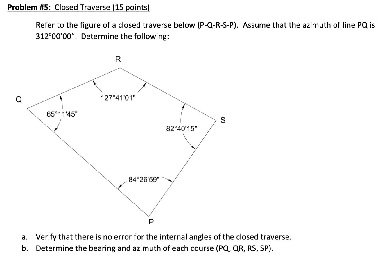 Solved Problem #5: Closed Traverse (15 Points) Refer To The 