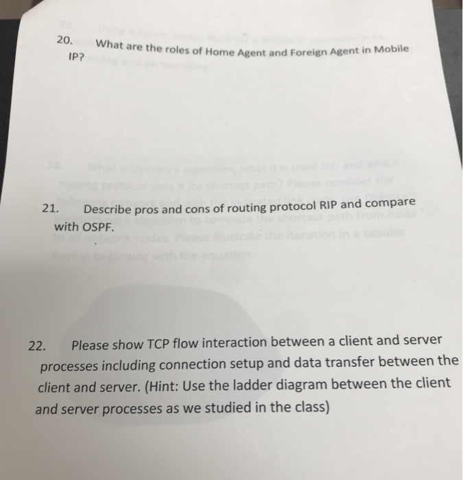 Solved 20. What are the roles of IP? Home Agent and Foreign | Chegg.com
