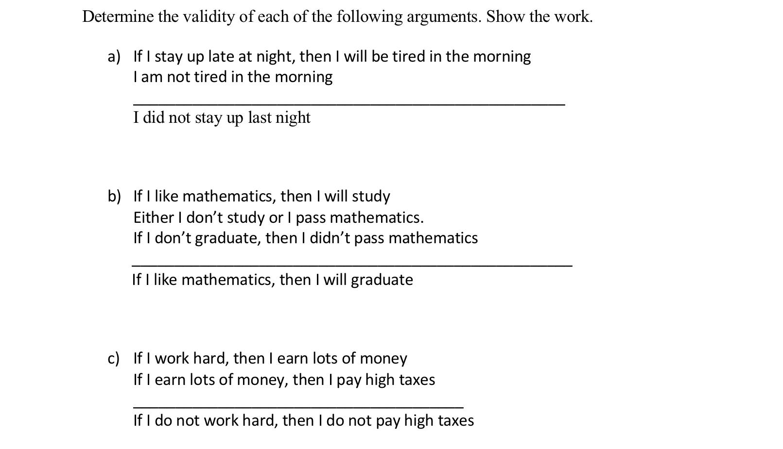 Solved Determine the validity of each of the following | Chegg.com