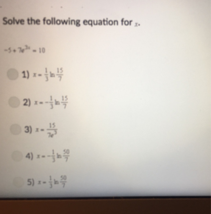 Solved Solve the following equation for 1, 15 1. 15 15 1. 50 | Chegg.com