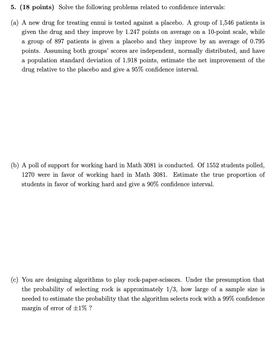 Solved 5. (18 points) Solve the following problems related | Chegg.com