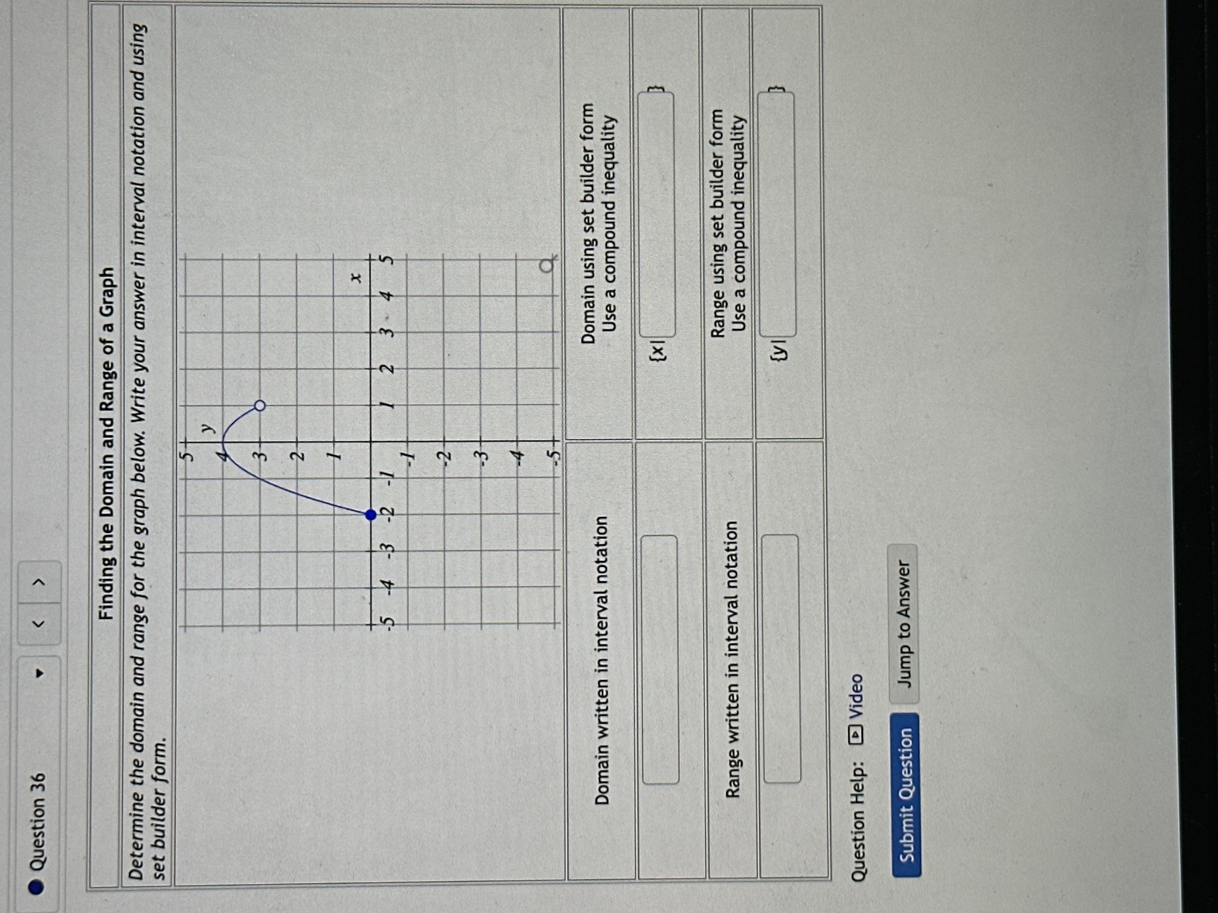 Solved Finding the Domain and Range of a GraphDetermine the | Chegg.com