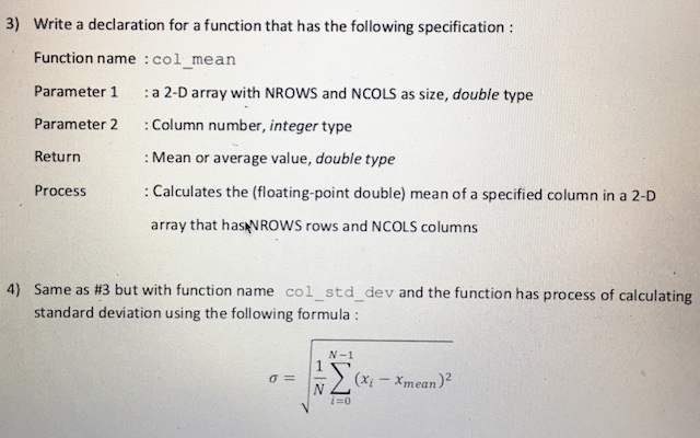 3) Write a declaration for a function that has the | Chegg.com