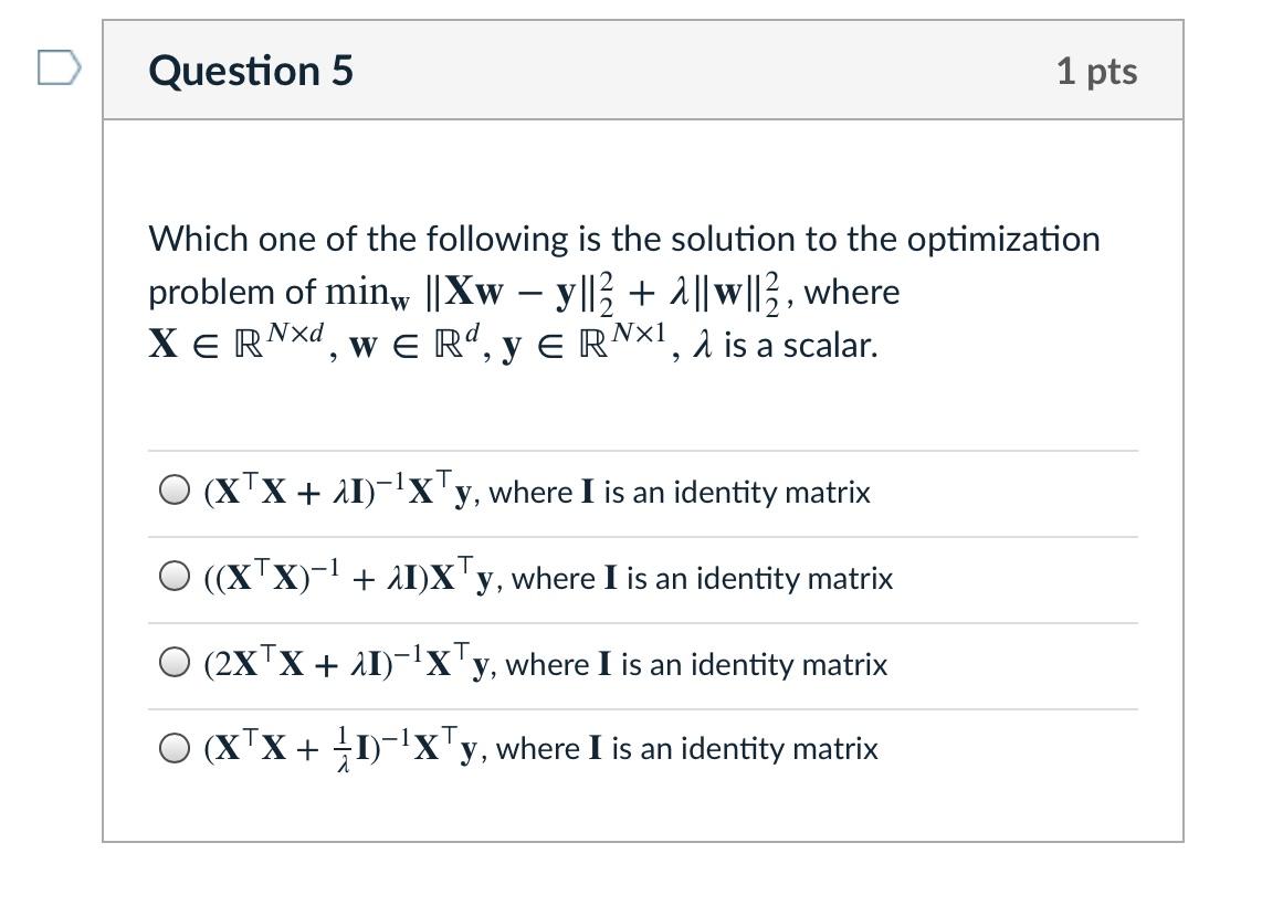 Solved Question 1 1 pts Please choose the | Chegg.com