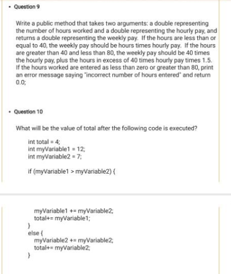 Solved • Question 9 Write a public method that takes two | Chegg.com