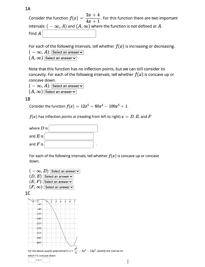Solved 1A 2x + 4 Consider the function f(x) = . For this | Chegg.com