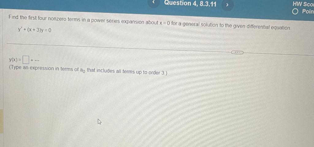 Solved Find the first four nonzero terms in a power series | Chegg.com